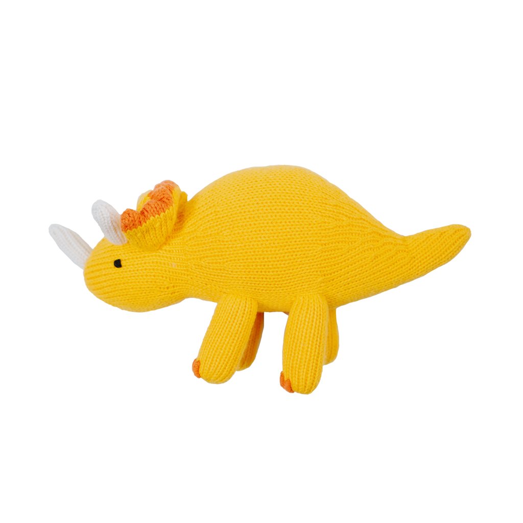 Yellow and orange triceratops plush