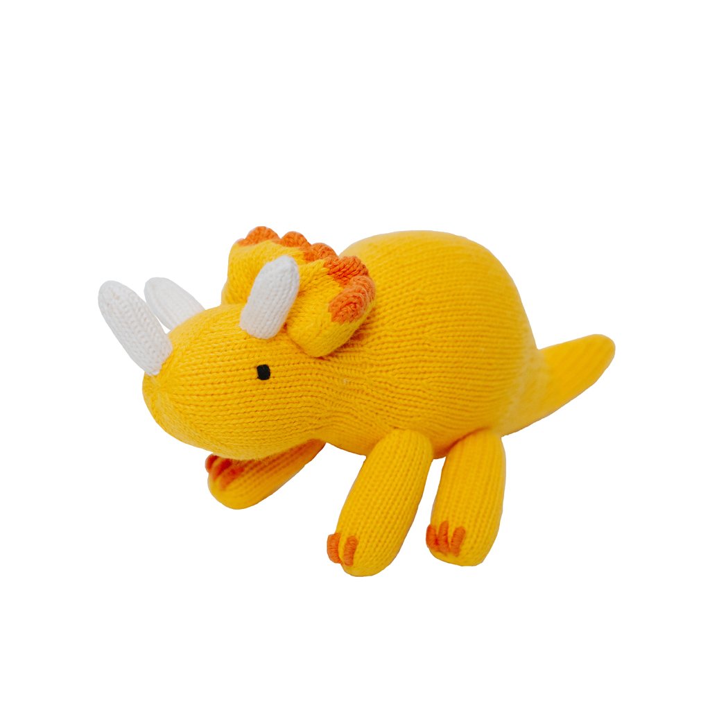 Yellow and orange triceratops plush