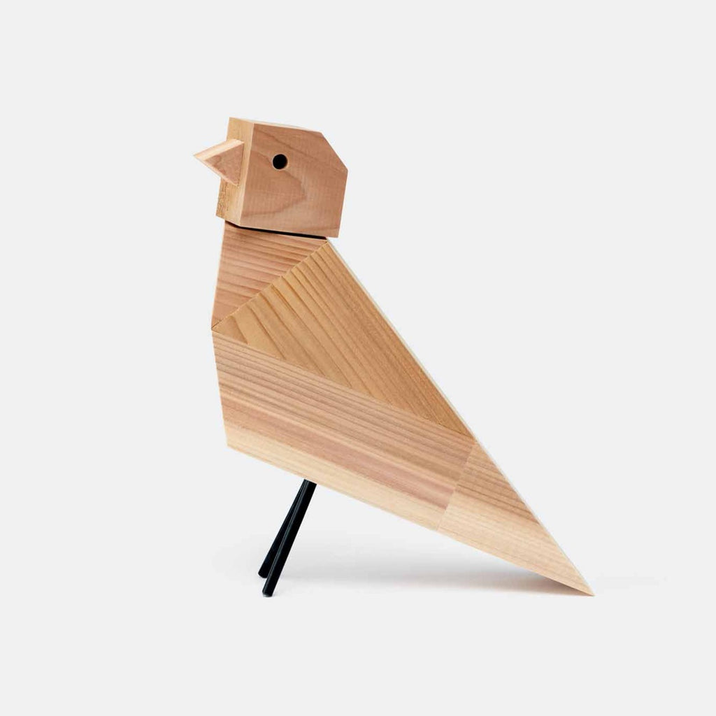 Ishinomaki Lab bird kit made from red cedar wood. Available at Kikiva Design Australia. Designed by TORAFU ARCHITECTS
