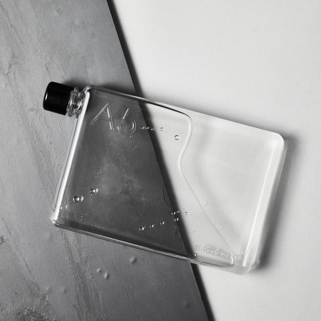 transparent flat rectangular water drink bottle
